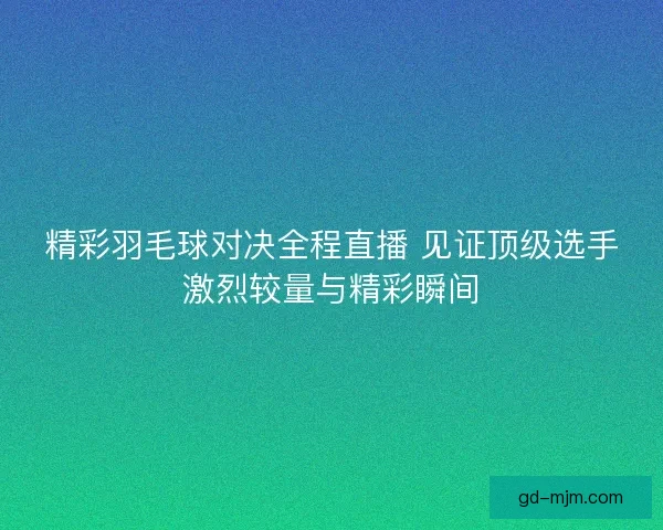 精彩羽毛球对决全程直播 见证顶级选手激烈较量与精彩瞬间