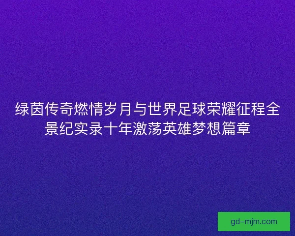 绿茵传奇燃情岁月与世界足球荣耀征程全景纪实录十年激荡英雄梦想篇章