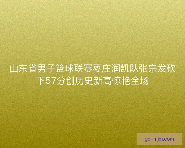 山东省男子篮球联赛枣庄润凯队张宗发砍下57分创历史新高惊艳全场